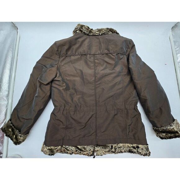 Vintage Tally-Ho Faux Fur Trimmed Brown Jacket S winter cold - Picture 9 of 11